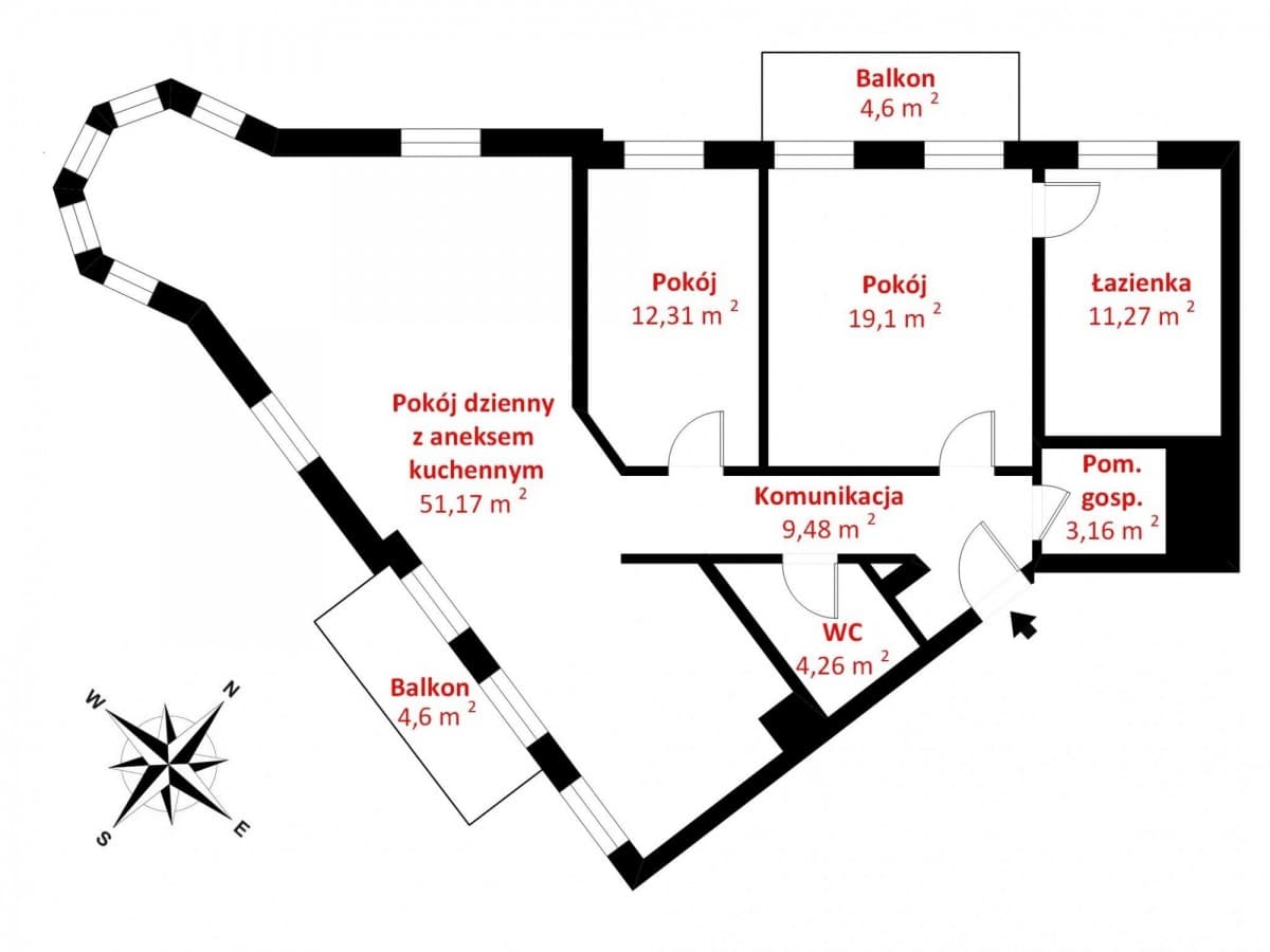 Mieszkanie - 3 pokoje - 110 m² - ul. Bolesława Krysiewicza Poznań Stare Miasto
