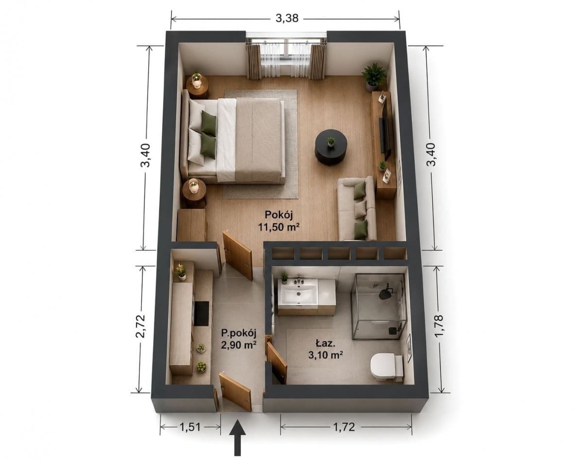 Квартира в Бендзине - 1 комната, 17.9 м², ул. Станислава Скалского