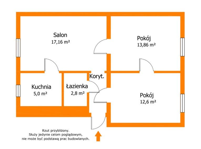 아파트 - 3개 방 - 52 m² - ul. Grunwaldzka Zduńska Wola